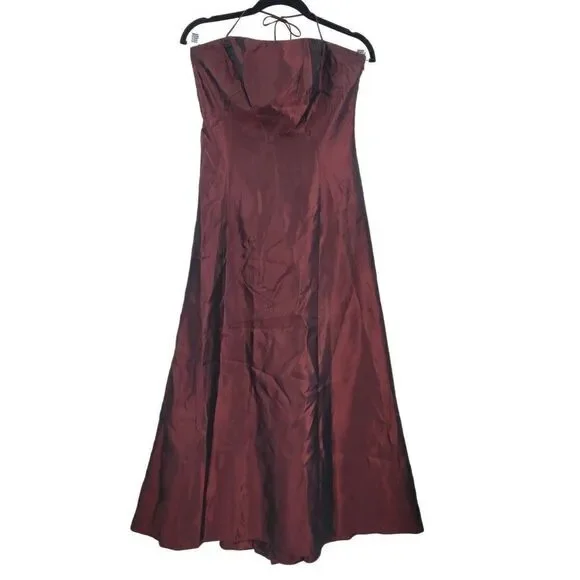 Vintage 90's Cache Gown 6 Oxblood Maroon Halter Backless Knotted Waist Aline USA - Picture 13 of 17